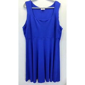 Marybelle Skater Dress Womens 4X Blue Fit‎ and Flare Sleeveless Royal Plus Size